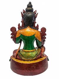 [green Tara], Buddhist Handmade Wooden Statue, Natural Colour Finishing