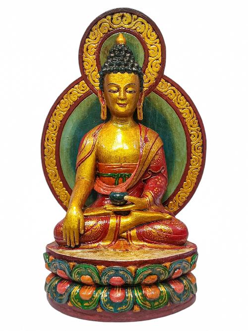 [shakyamuni Buddha], Buddhist Handmade Wooden Statue, Natural Colour Finishing