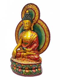 [shakyamuni Buddha], Buddhist Handmade Wooden Statue, Natural Colour Finishing