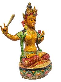 [manjushree], Buddhist Handmade Wooden Statue, Natural Colour Finishing