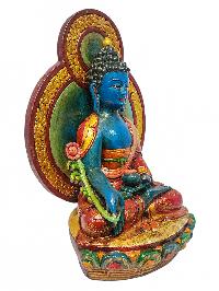 [medicine Buddha], Buddhist Handmade Wooden Statue, Natural Colour Finishing