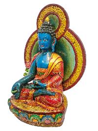 [medicine Buddha], Buddhist Handmade Wooden Statue, Natural Colour Finishing