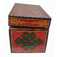 Tibetan Ritual Wooden Tiger Box, Traditional Color Painted