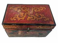 Tibetan Ritual Wooden Tiger Box, Traditional Color Painted