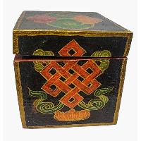 Tibetan Ritual Wooden Lion Box, Traditional Color Painted