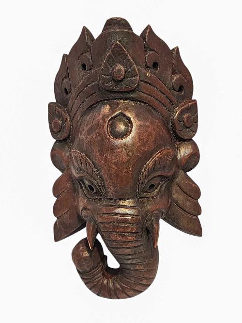 [ganesh], Handmade Wooden Mask, Wall Hanging, [painted], Poplar Wood