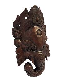 [ganesh], Handmade Wooden Mask, Wall Hanging, [painted], Poplar Wood