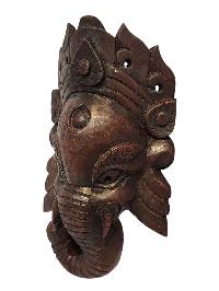 [ganesh], Handmade Wooden Mask, Wall Hanging, [painted], Poplar Wood