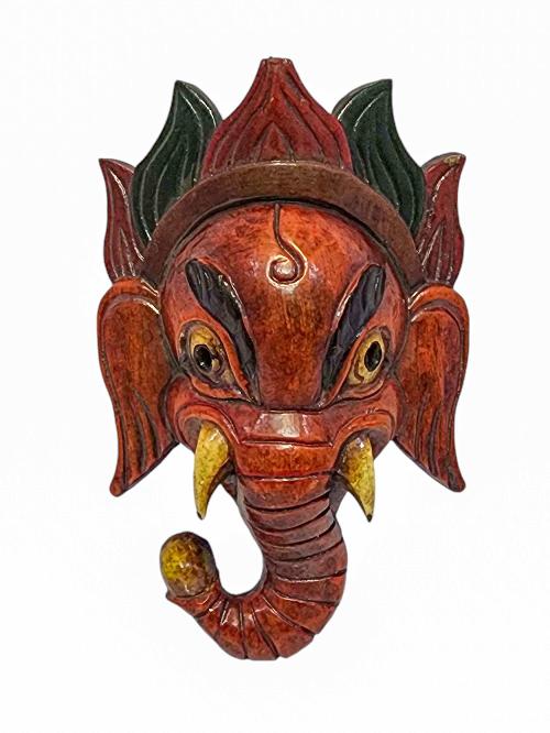 [ganesh], Handmade Wooden Mask, Wall Hanging, [painted], Poplar Wood