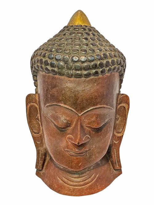 [buddha], Handmade Wooden Mask, Wall Hanging, [painted], Poplar Wood