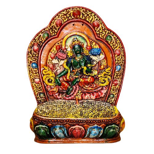 [green Tara], Wooden Handmade Statue, Carved In One Piece Woode, [color Painted]