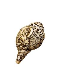 Conch Shell With [amoghasiddhi Buddha] Hand Carved