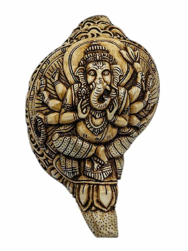 Conch Shell With [ganesh] Hand Carved