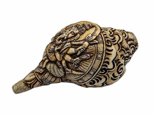 Conch Shell With [ganesh] Hand Carved