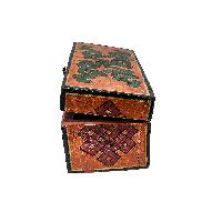 Tibetan Ritual Wooden Omph Box, Traditional Color Painted