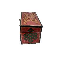 Tibetan Ritual Wooden Omph Box, Traditional Color Painted