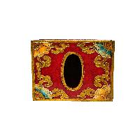 Wooden Serviette Napkin Holder,with [red] Painted, [lotus] Design, Tissue Box