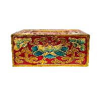 Wooden Serviette Napkin Holder,with [red] Painted, [lotus] Design, Tissue Box