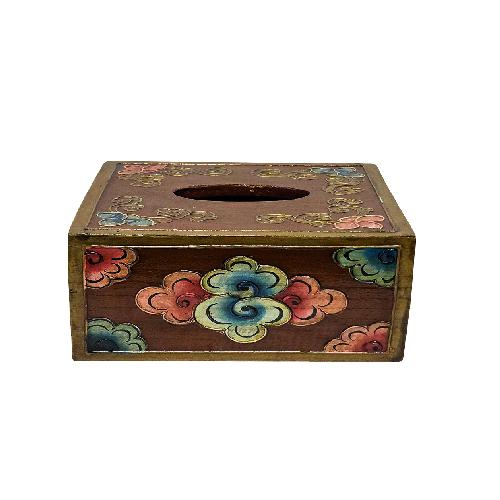 Wooden Serviette Napkin Holder,with [brown] Painted, [cloud] Design, Tissue Box