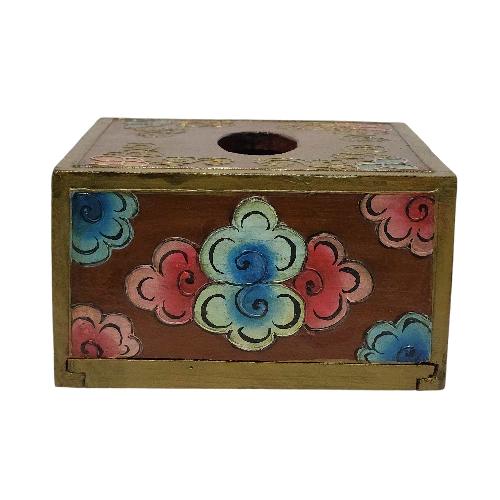 Wooden Serviette Napkin Holder,with [brown] Painted, [cloud] Design, Tissue Box