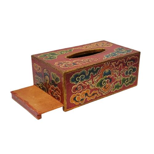 Wooden Serviette Napkin Holder,with [red] Painted, [cloud] Design, Tissue Box