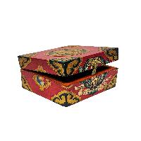 Tibetan Ritual Wooden [fish] Design Box, Traditional Color Painted