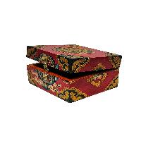 Tibetan Ritual Wooden [fish] Design Box, Traditional Color Painted