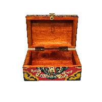 Tibetan Ritual Wooden [fish] Design Box, Traditional Color Painted