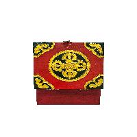 Tibetan Ritual Wooden [fish] Design Box, Traditional Color Painted