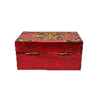 Tibetan Ritual Wooden [fish] Design Box, Traditional Color Painted