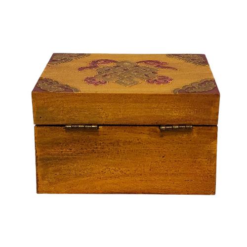 Tibetan Ritual Wooden [fish] Design Box, Traditional Color Painted