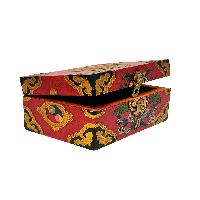 Tibetan Ritual Wooden [zzzz] Box, Traditional Color Painted