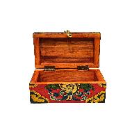 Tibetan Ritual Wooden [zzzz] Box, Traditional Color Painted