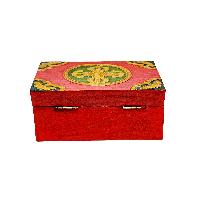 Tibetan Ritual Wooden [zzzz] Box, Traditional Color Painted