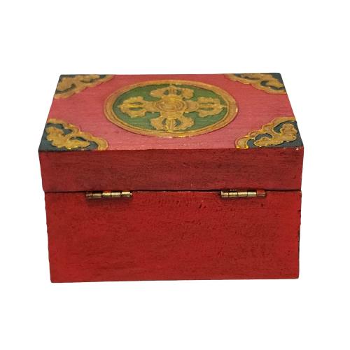 Tibetan Ritual Wooden [zzzz] Box, Traditional Color Painted