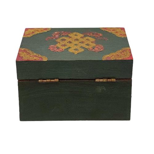 Tibetan Ritual Wooden [fish] Design Box, Traditional Color Painted