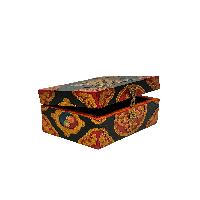 Tibetan Ritual Wooden [double Dorje] Design Box, Traditional Color Painted