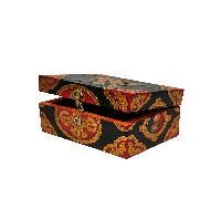 Tibetan Ritual Wooden [double Dorje] Design Box, Traditional Color Painted