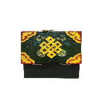 Tibetan Ritual Wooden [double Dorje] Design Box, Traditional Color Painted