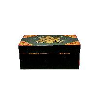 Tibetan Ritual Wooden [double Dorje] Design Box, Traditional Color Painted