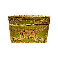  Tibetan Box With One Drawer And Top Opening Cabinet, [painted Green]