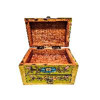  Tibetan Box With One Drawer And Top Opening Cabinet, [painted Green]