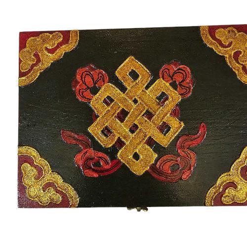 Tibetan Ritual Wooden [fish] Design Box, Traditional Color Painted