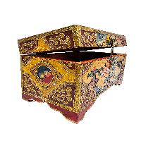 Tibetan Ritual Wooden [flower] Design  Box, Traditional Color Painted