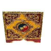 Tibetan Ritual Wooden [flower] Design  Box, Traditional Color Painted