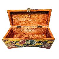 Tibetan Ritual Wooden [flower] Design  Box, Traditional Color Painted