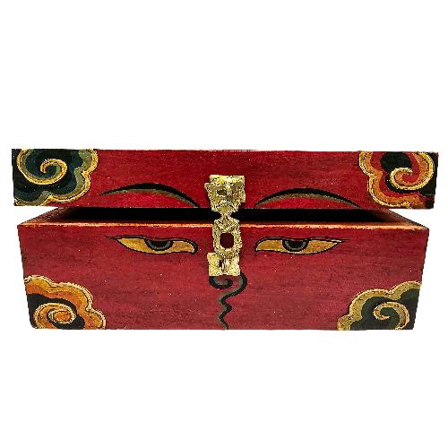 Tibetan Ritual Wooden [buddha Eye] Design  Box, Traditional Color Painted