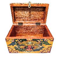 Tibetan Ritual Wooden [cheppu] Design  Box, Traditional Color Painted