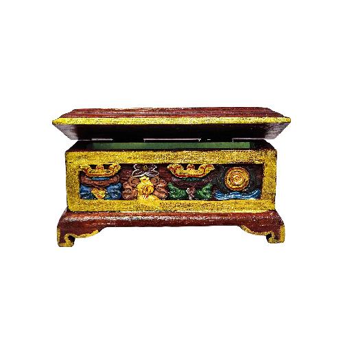 Tibetan Ritual Wooden Incense Burner, Traditional Color Painted