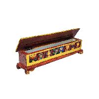 Tibetan Ritual Wooden Incense Burner, With  [ashtamangala Design], Traditional Color Painted